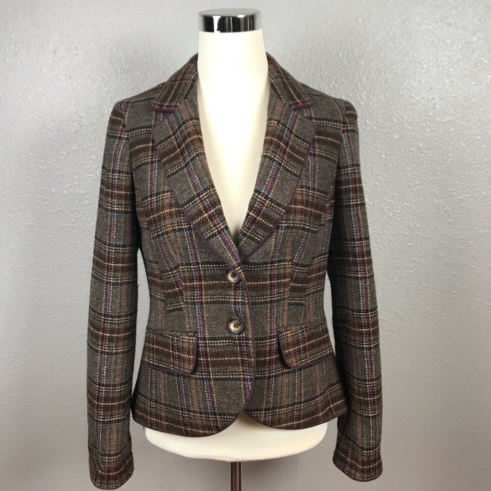 Boden British Tweed by Moon Wool Plaid Blazer